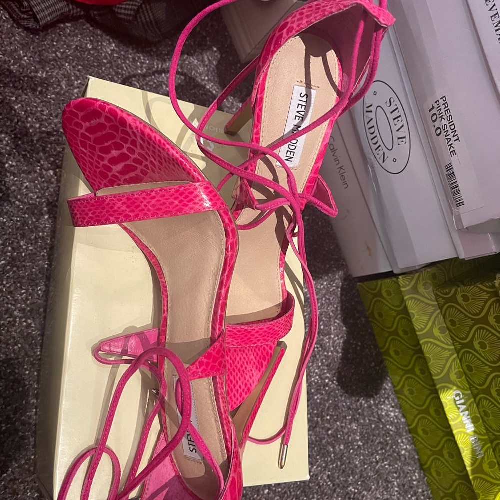 Steve Madden wrap around the leg shoe.